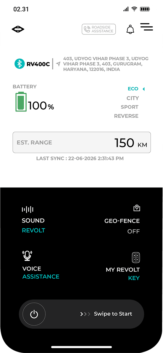 revolt bike status app feature